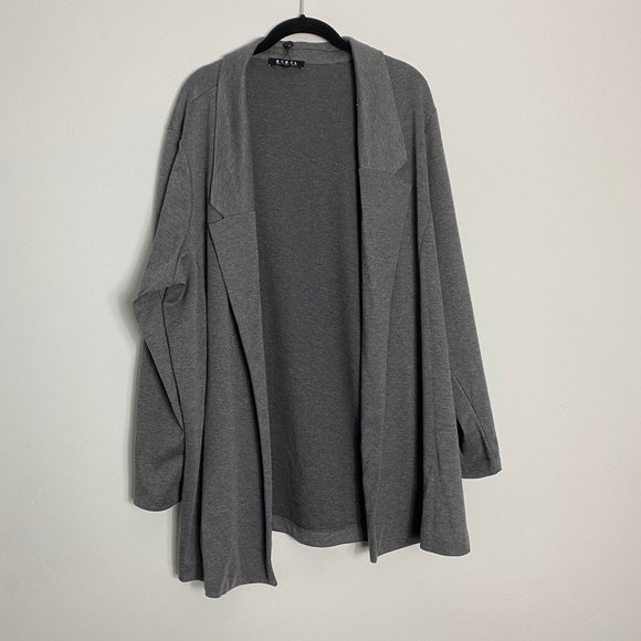 Collared Heather Gray Long Sleeve 3X Cardigan New - Picture 1 of 8